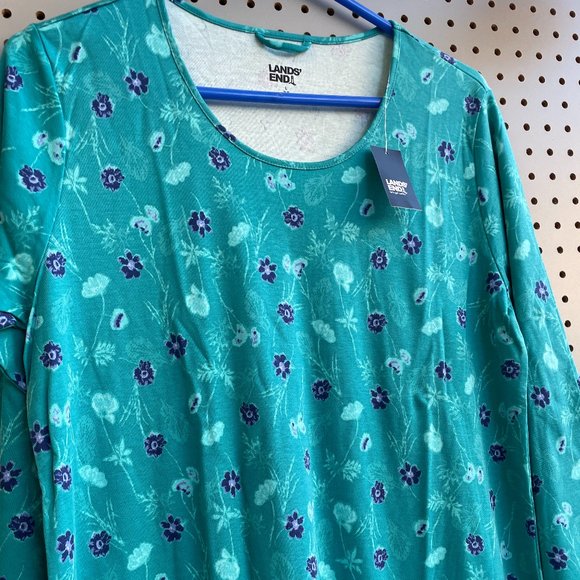 Lands' End Women's Supima Cotton Long Sleeve Midcalf Nightgown, NWT - Picture 2 of 5